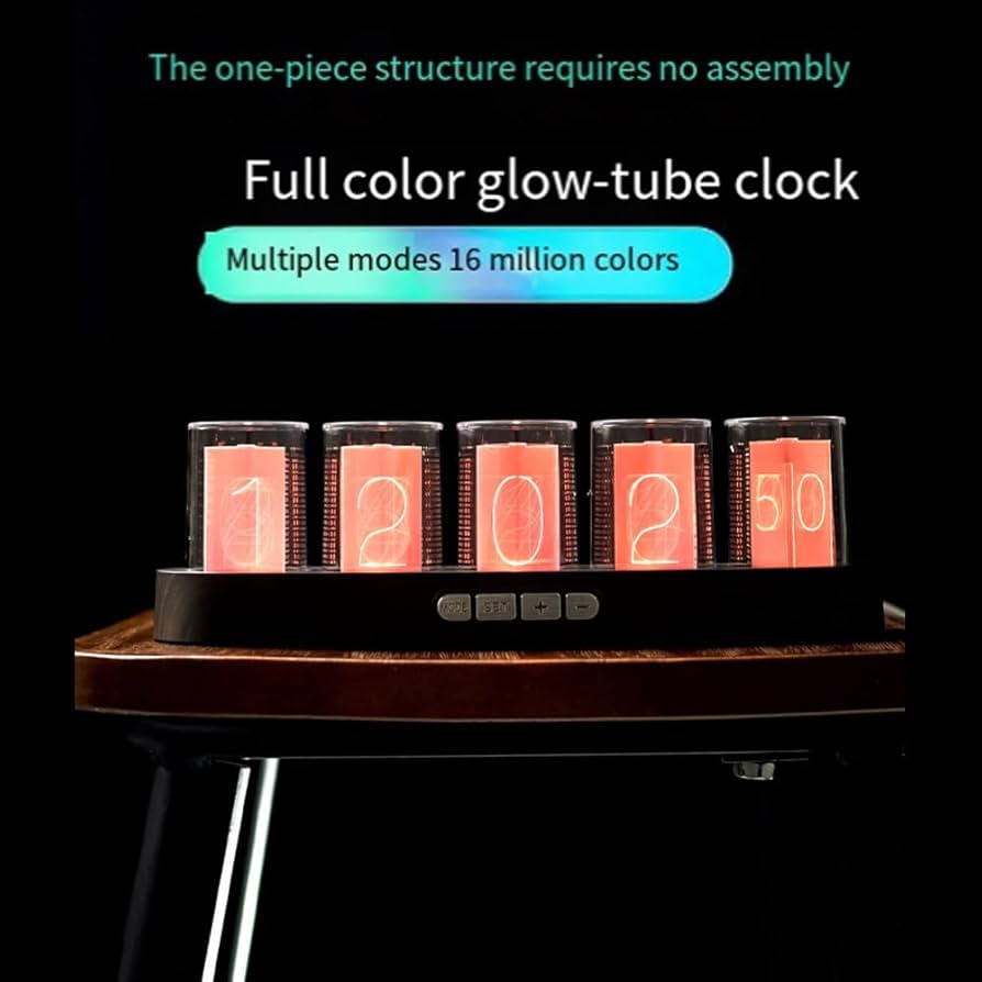 Amazon.co.jp: Hlsicnalm デジタルニキシー管時計、RGB LED付き